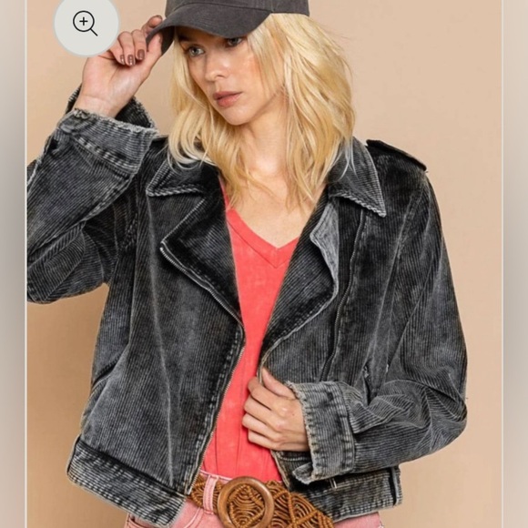 POL Easy Rider Lux Vintage Distressed  Corduroy Zip Front Moto Jacket Size M NEW - Picture 7 of 13